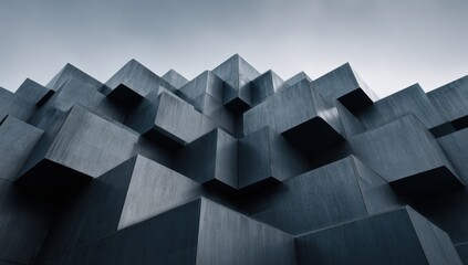 Abstract architectural composition of layered cubes