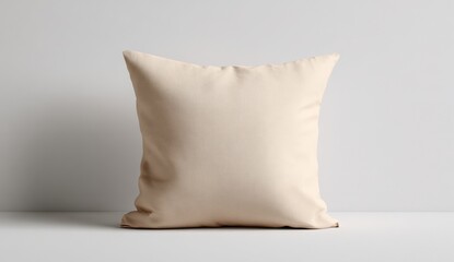 Beige pillow on white surface