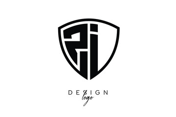 ZI  Shield Letter Logo Modern Monogram Emblem for Security, Sports, Corporate & Premium Branding