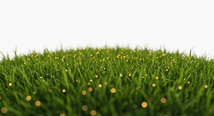 Golden light sparkles gently on lush green grass. AI Generated