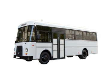 White bus with a black front and a white top AI generated by PNG