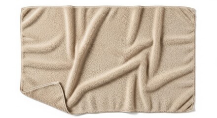 Soft beige blanket draped casually on a flat surface, showcasing its texture and warmth