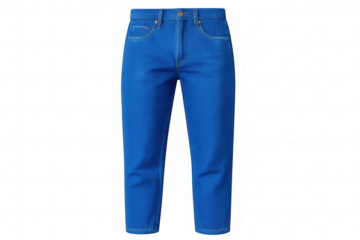 Studio shot of blue jeans on transparent background, showcasing their design and texture, perfect for fashion or retail projects