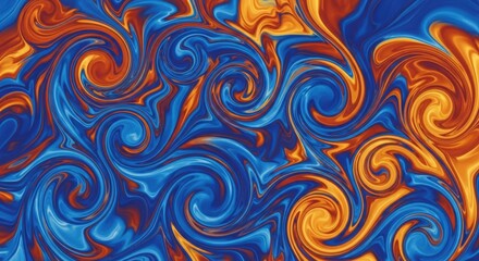 Vibrant abstract swirl pattern in blue and orange, perfect for backgrounds or artistic designs