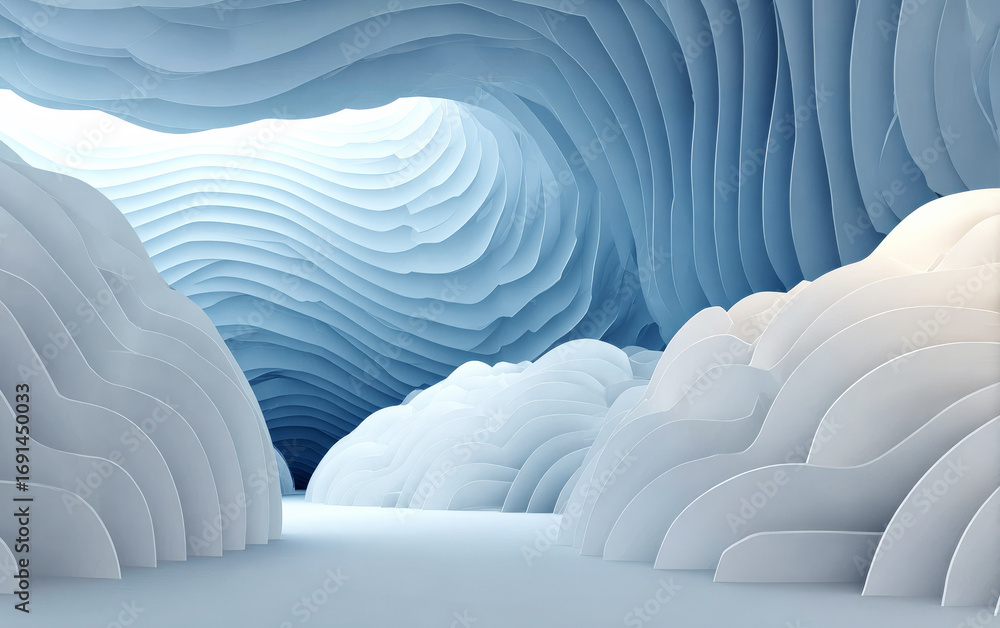Poster abstract wave-like geometric shapes in a modern design setting
