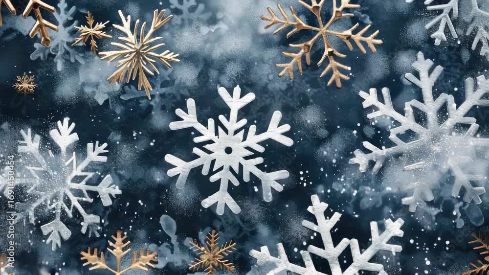 Poster snowflake design on a dark backdrop