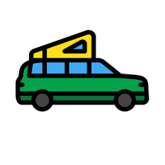camper van icon line color , car, automobile 