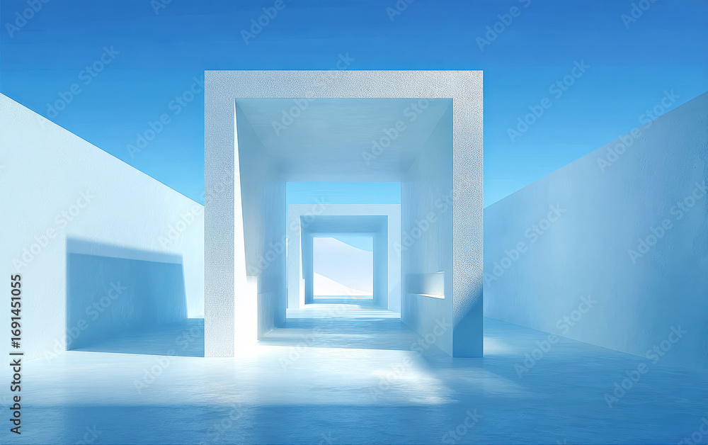Aufkleber abstract geometric structure with multiple square frames in light blue tone