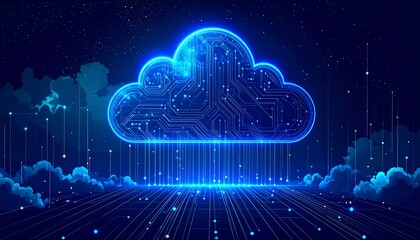Digital cloud computing concept