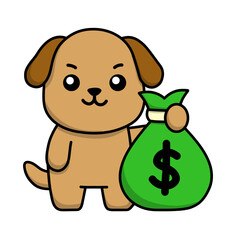 Illustration of a dog carrying a bag of money, use it for an icon or sticker and add it to your design.