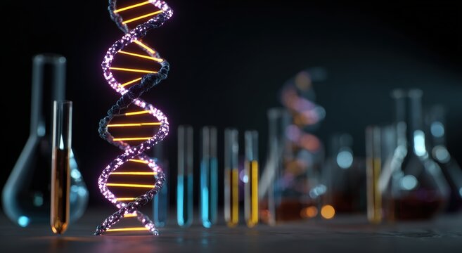 DNA helix in lab setting - Powered by Adobe