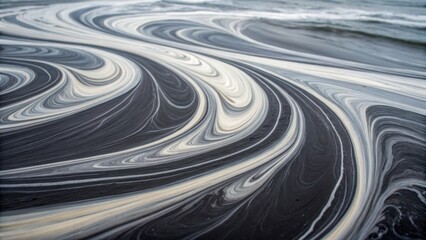 Science research ice regions swirl pattern shore abstract ocean coastline foam black sand wave winter fluid cold nature freeze polar study