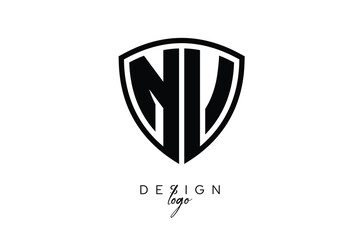 NV  Shield Letter Logo Modern Monogram Emblem for Security, Sports, Corporate & Premium Branding