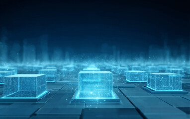 Futuristic digital cubes representing advanced technology and data storage