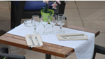 Outdoor Dining Table Ready for Guests