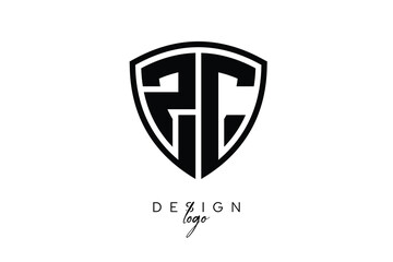 ZC  Shield Letter Logo Modern Monogram Emblem for Security, Sports, Corporate & Premium Branding