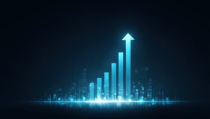 Futuristic cityscape growth graph