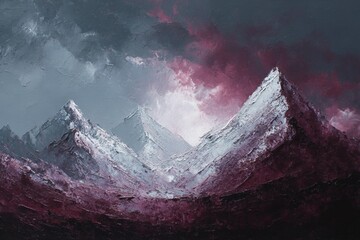 Mountain peaks in a dramatic sky