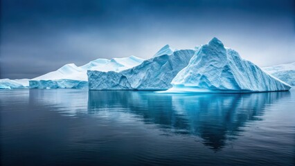 Science research in ice regions polar landscape iceberg glacier frozen water arctic blue reflection calm mood