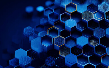 Abstract Hexagonal Structure with Blue Tones in Technological Design
