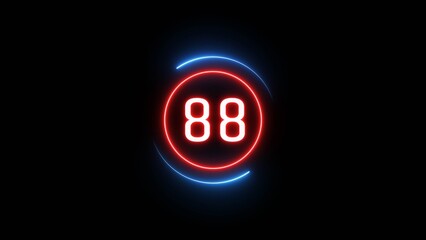 Glowing 88 number illustration. Counting number text illustration.