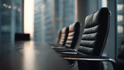 Fototapeta premium Empty conference room chairs and table