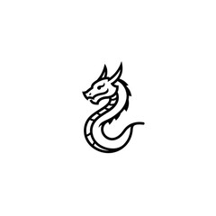 A futuristic minimalist dragon logo design with bold clean lines, modern flat vector style, and elegant monochrome simplicity