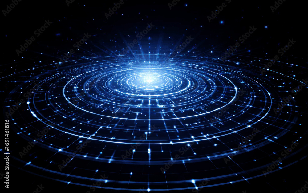 Aufkleber abstract circular pattern with bright center in dark background