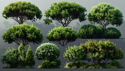 Variety of lush green plants