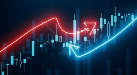 Digital Stock Market Chart with Upward & Downward Trends. Financial Data Analysis & Investment Growth Concept.