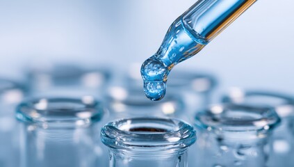 Laboratory test tubes with liquid being dispensed