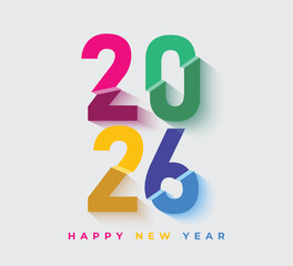 2026 number design for New Year symbol and sign. 2026 New Year with modern color 