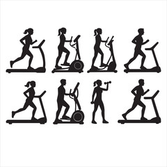 set of fitness silhouettes