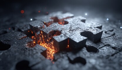 Burning jigsaw puzzle piece