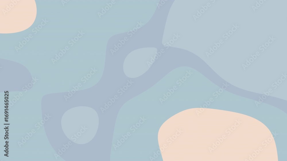 Poster subtle blue gradient background animation featuring soft beige shapes. this seamless loop offers a c