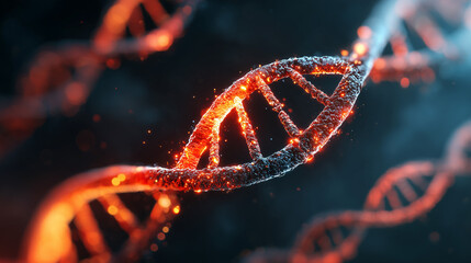 DNA Helix Glowing With Futuristic Lights