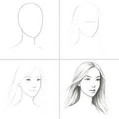 Pencil drawing picture of a girl