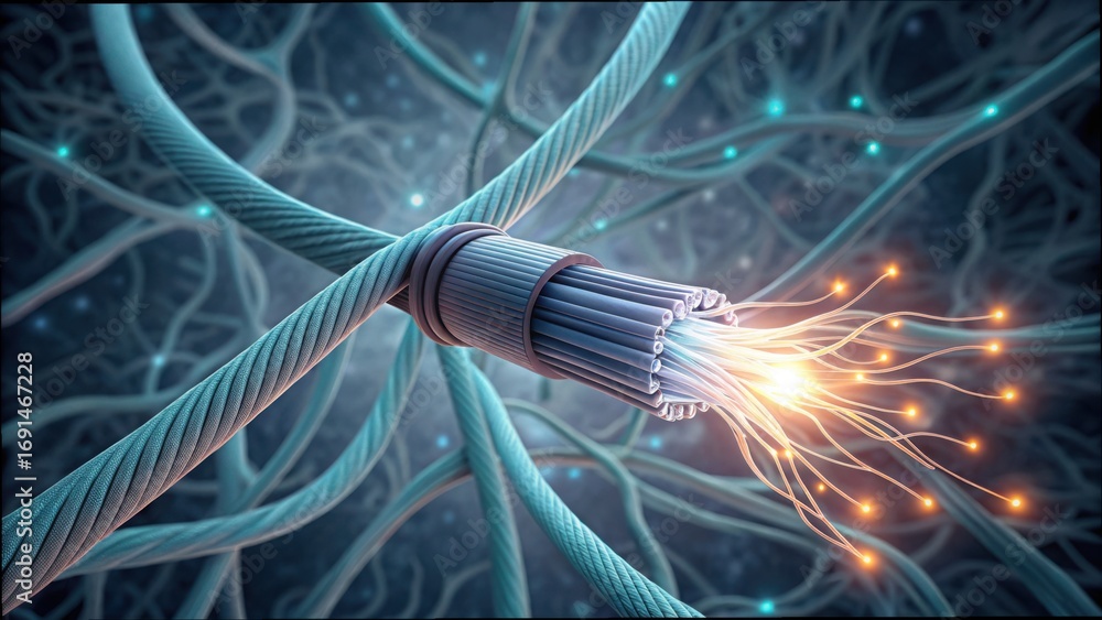 Poster synthetic fiber optic link within nervous system for digital connection