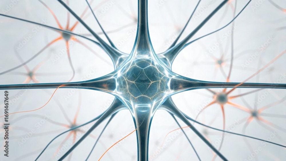 Poster neural interface concept with glass effect and internal structures