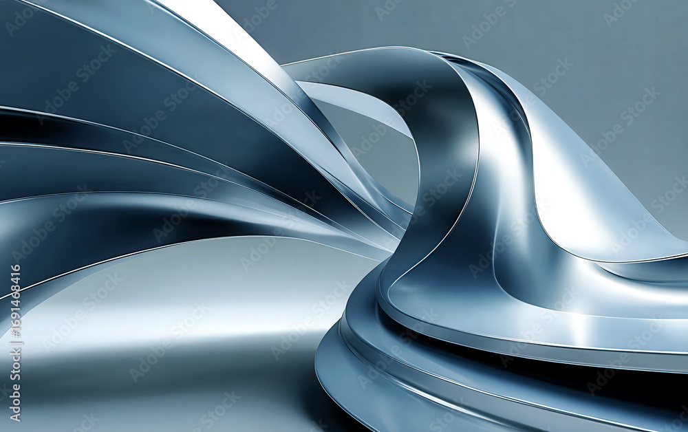 Poster abstract metallic curves with smooth and flowing design