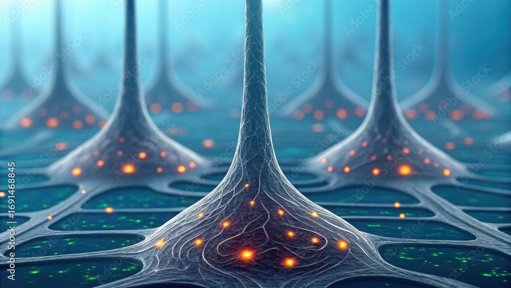 Poster abstract visualization of receptors embedded in a latex-like surface