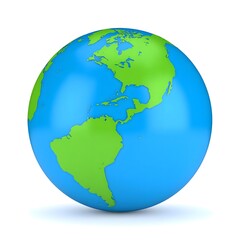 Fototapeta premium Simple 3D Earth Globe with Green Continents