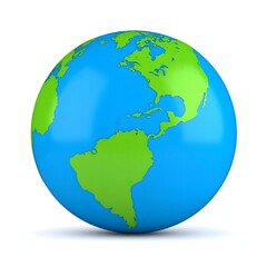 Fototapeta premium Simple 3D Earth Globe with Green Continents