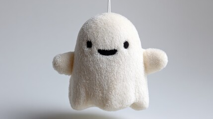 Adorable Plush Ghost Ornament Hanging, Halloween Decoration, Spooky Season Charm, Cute Home Decor, Isolated