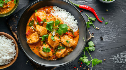 Traditional Rice and Curry Meal Served in Bowl
