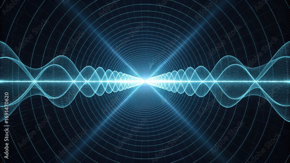 Poster visual representation of traveling signal pulses in waveform patterns
