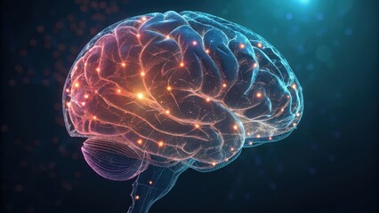 Semi-Transparent Brain Mesh Render with Di Standard V2 3X Quality