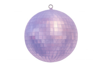 Fototapeta premium Classic purple disco ball spinning and reflecting light, isolated on transparent background, perfect for party and celebration visuals