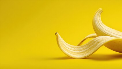 Close-up of banana peel against a bright yellow background