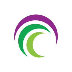 Three abstract curved swooshes in motion